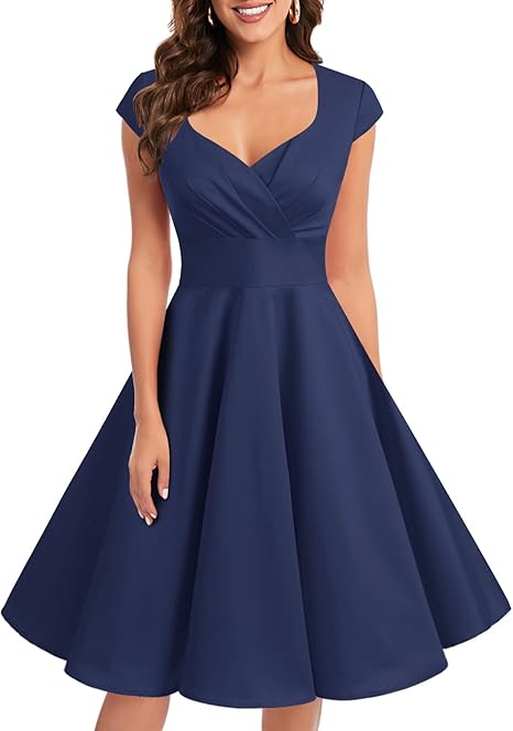 Midi Dress with Cross Front Neckline and Short Sleeves