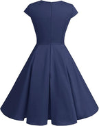Midi Dress with Cross Front Neckline and Short Sleeves